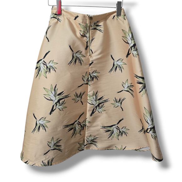Forever 21 Contemporary Women’s yellow Tropical Floral A-Line Midi Skirt Small - Picture 3 of 9